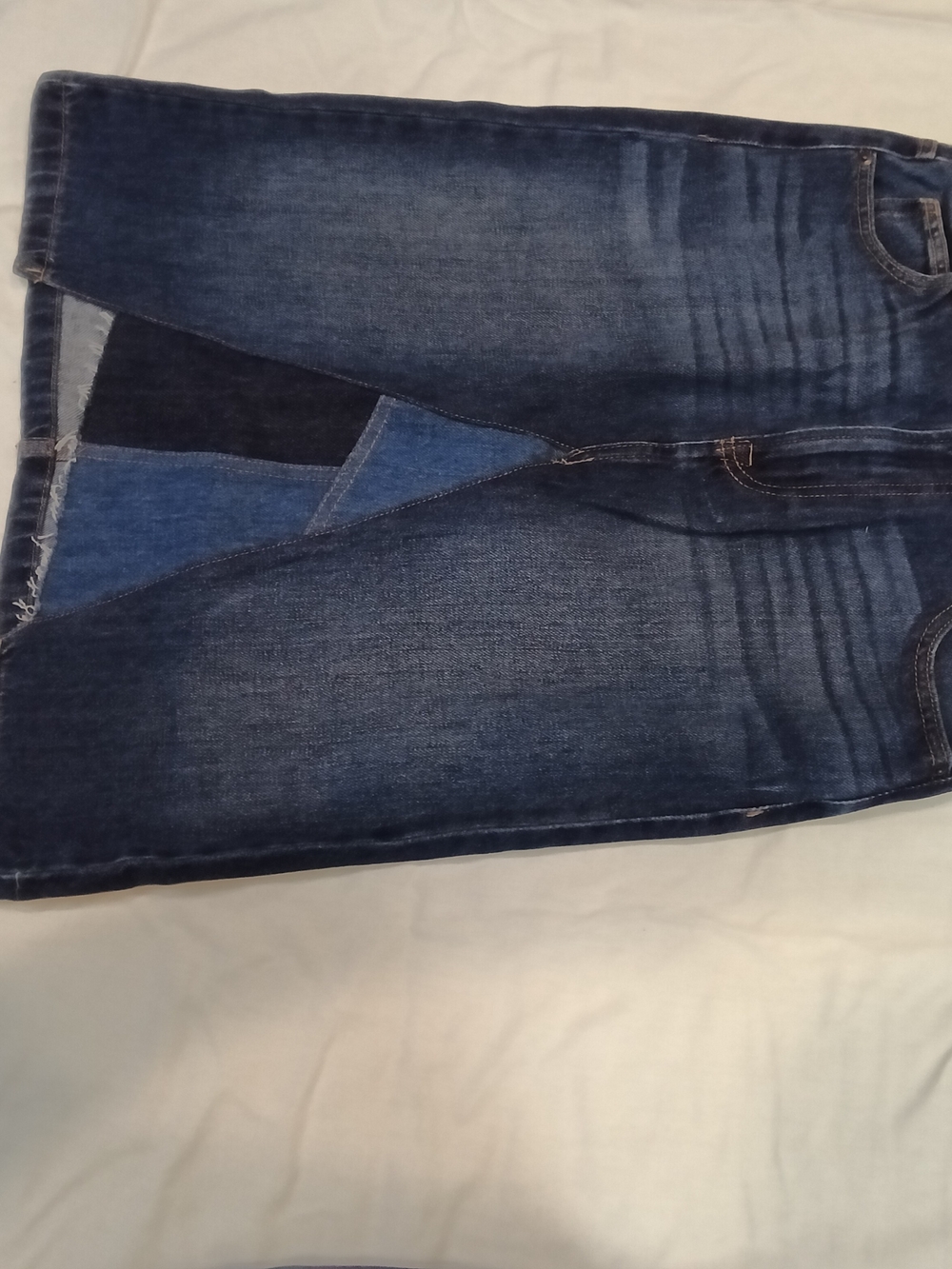 Slim Straight Women's Denim Skirt in Dark Blue Wash